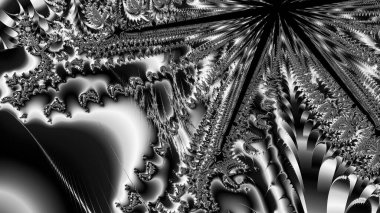 dijital soyut fraktal arkaplan bilgisayarda siyah ve beyaz olarak oluşturuldu.