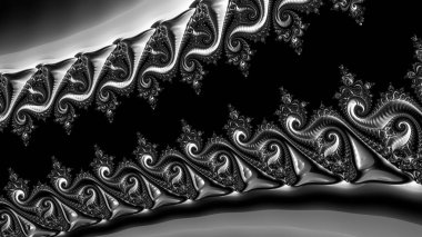 dijital soyut fraktal arkaplan bilgisayarda siyah ve beyaz olarak oluşturuldu.