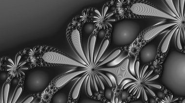 dijital soyut fraktal arkaplan bilgisayarda siyah ve beyaz olarak oluşturuldu.