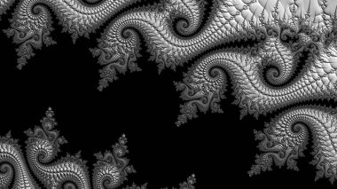 dijital soyut fraktal arkaplan bilgisayarda siyah ve beyaz olarak oluşturuldu.