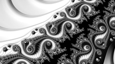 dijital soyut fraktal arkaplan bilgisayarda siyah ve beyaz olarak oluşturuldu.