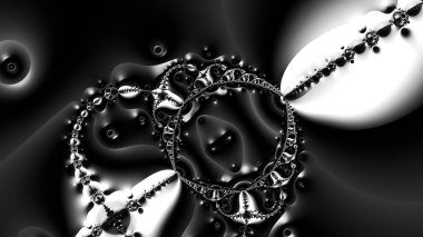 dijital soyut fraktal arkaplan bilgisayarda siyah ve beyaz olarak oluşturuldu.