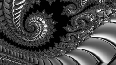 dijital soyut fraktal arkaplan bilgisayarda siyah ve beyaz olarak oluşturuldu.