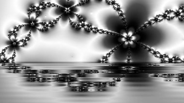 dijital soyut fraktal arkaplan bilgisayarda siyah ve beyaz olarak oluşturuldu.