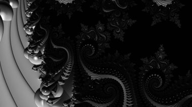 dijital soyut fraktal arkaplan bilgisayarda siyah ve beyaz olarak oluşturuldu.