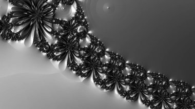 dijital soyut fraktal arkaplan bilgisayarda siyah ve beyaz olarak oluşturuldu.