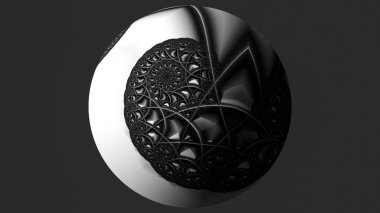 dijital soyut fraktal arkaplan bilgisayarda siyah ve beyaz olarak oluşturuldu.