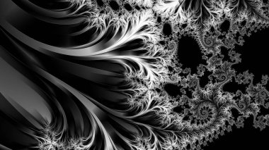 dijital soyut fraktal arkaplan bilgisayarda siyah ve beyaz olarak oluşturuldu.