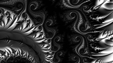 dijital soyut fraktal arkaplan bilgisayarda siyah ve beyaz olarak oluşturuldu.