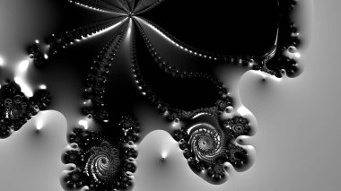 dijital soyut fraktal arkaplan bilgisayarda siyah ve beyaz olarak oluşturuldu.