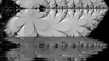 dijital soyut fraktal arkaplan bilgisayarda siyah ve beyaz olarak oluşturuldu.