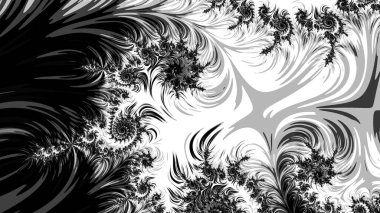 dijital soyut fraktal arkaplan bilgisayarda siyah ve beyaz olarak oluşturuldu.