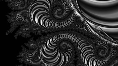 dijital soyut fraktal arkaplan bilgisayarda siyah ve beyaz olarak oluşturuldu.