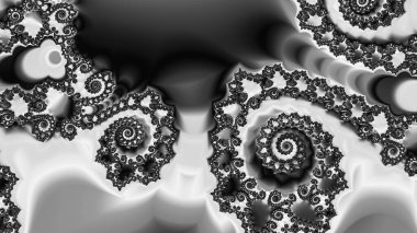 dijital soyut fraktal arkaplan bilgisayarda siyah ve beyaz olarak oluşturuldu.