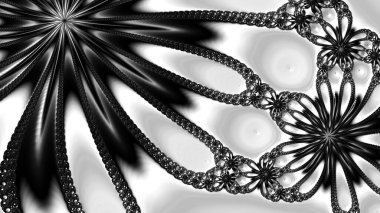 dijital soyut fraktal arkaplan bilgisayarda siyah ve beyaz olarak oluşturuldu.