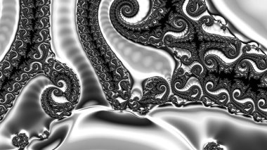 dijital soyut fraktal arkaplan bilgisayarda siyah ve beyaz olarak oluşturuldu.