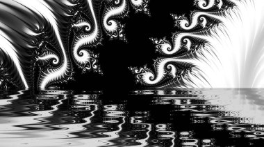 dijital soyut fraktal arkaplan bilgisayarda siyah ve beyaz olarak oluşturuldu.