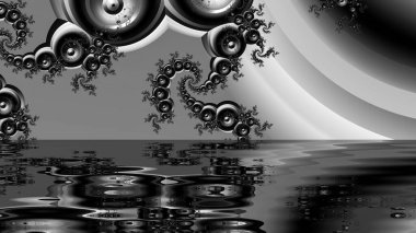 dijital soyut fraktal arkaplan bilgisayarda siyah ve beyaz olarak oluşturuldu.