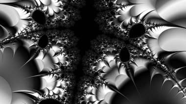 dijital soyut fraktal arkaplan bilgisayarda siyah ve beyaz olarak oluşturuldu.