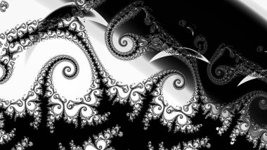 dijital soyut fraktal arkaplan bilgisayarda siyah ve beyaz olarak oluşturuldu.