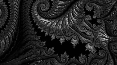 dijital soyut fraktal arkaplan bilgisayarda siyah ve beyaz olarak oluşturuldu.