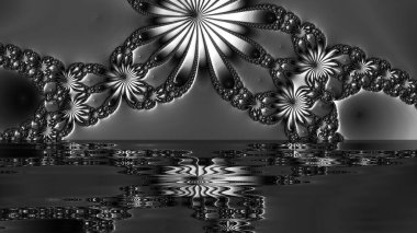 dijital soyut fraktal arkaplan bilgisayarda siyah ve beyaz olarak oluşturuldu.