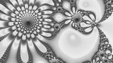 dijital soyut fraktal arkaplan bilgisayarda siyah ve beyaz olarak oluşturuldu.