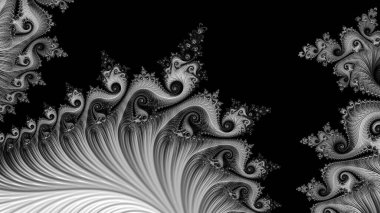 dijital soyut fraktal arkaplan bilgisayarda siyah ve beyaz olarak oluşturuldu.