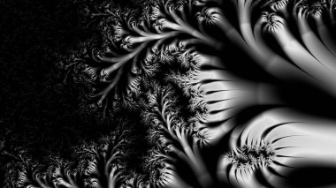 dijital soyut fraktal arkaplan bilgisayarda siyah ve beyaz olarak oluşturuldu.