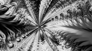 dijital soyut fraktal arkaplan bilgisayarda siyah ve beyaz olarak oluşturuldu.