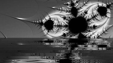 dijital soyut fraktal arkaplan bilgisayarda siyah ve beyaz olarak oluşturuldu.