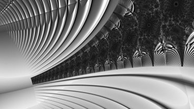 dijital soyut fraktal arkaplan bilgisayarda siyah ve beyaz olarak oluşturuldu.