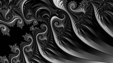 dijital soyut fraktal arkaplan bilgisayarda siyah ve beyaz olarak oluşturuldu.