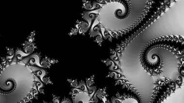 dijital soyut fraktal arkaplan bilgisayarda siyah ve beyaz olarak oluşturuldu.