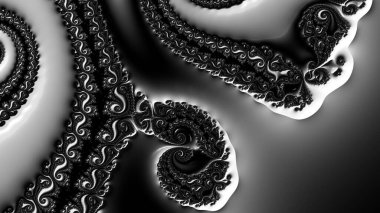 dijital soyut fraktal arkaplan bilgisayarda siyah ve beyaz olarak oluşturuldu.