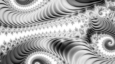 dijital soyut fraktal arkaplan bilgisayarda siyah ve beyaz olarak oluşturuldu.