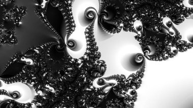 dijital soyut fraktal arkaplan bilgisayarda siyah ve beyaz olarak oluşturuldu.