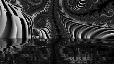 dijital soyut fraktal arkaplan bilgisayarda siyah ve beyaz olarak oluşturuldu.