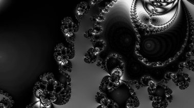 dijital soyut fraktal arkaplan bilgisayarda siyah ve beyaz olarak oluşturuldu.