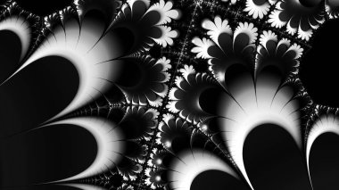 dijital soyut fraktal arkaplan bilgisayarda siyah ve beyaz olarak oluşturuldu.