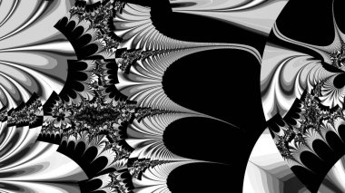 dijital soyut fraktal arkaplan bilgisayarda siyah ve beyaz olarak oluşturuldu.