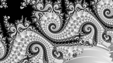 dijital soyut fraktal arkaplan bilgisayarda siyah ve beyaz olarak oluşturuldu.