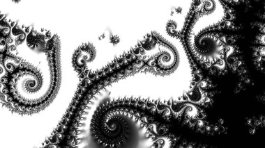 dijital soyut fraktal arkaplan bilgisayarda siyah ve beyaz olarak oluşturuldu.