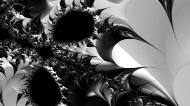 dijital soyut fraktal arkaplan bilgisayarda siyah ve beyaz olarak oluşturuldu.