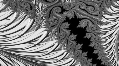 dijital soyut fraktal arkaplan bilgisayarda siyah ve beyaz olarak oluşturuldu.