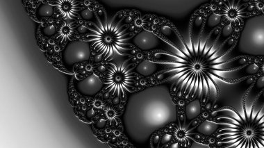 dijital soyut fraktal arkaplan bilgisayarda siyah ve beyaz olarak oluşturuldu.