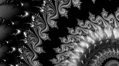 dijital soyut fraktal arkaplan bilgisayarda siyah ve beyaz olarak oluşturuldu.