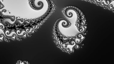 dijital soyut fraktal arkaplan bilgisayarda siyah ve beyaz olarak oluşturuldu.