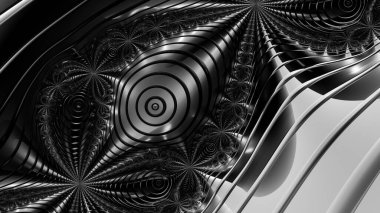 dijital soyut fraktal arkaplan bilgisayarda siyah ve beyaz olarak oluşturuldu.