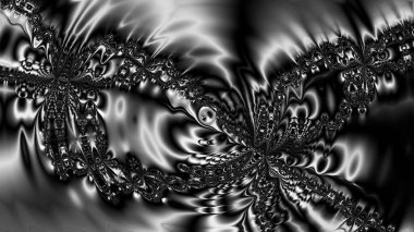dijital soyut fraktal arkaplan bilgisayarda siyah ve beyaz olarak oluşturuldu.